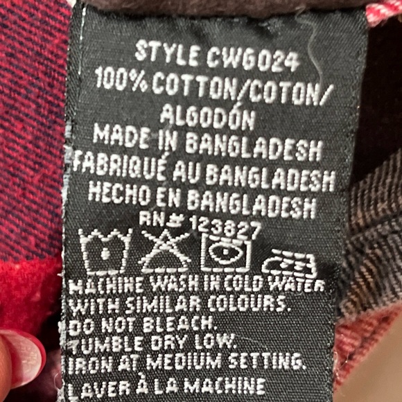 Canada Weather Gear FLANNEL SHIRT L Red Blue Buffalo Wide Plaid CHECKERED Button - Picture 3 of 15